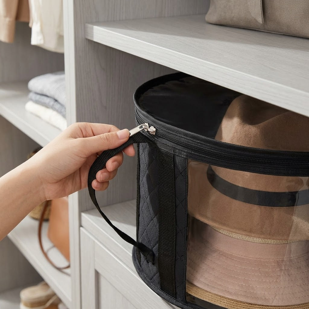 Round Brim Hat Storage Bag & Stackable Organizer