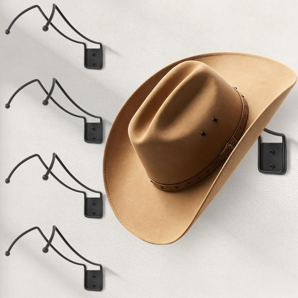 Wall-Mounted Metal Hat Rack for Wide-Brim & Cowboy Hats